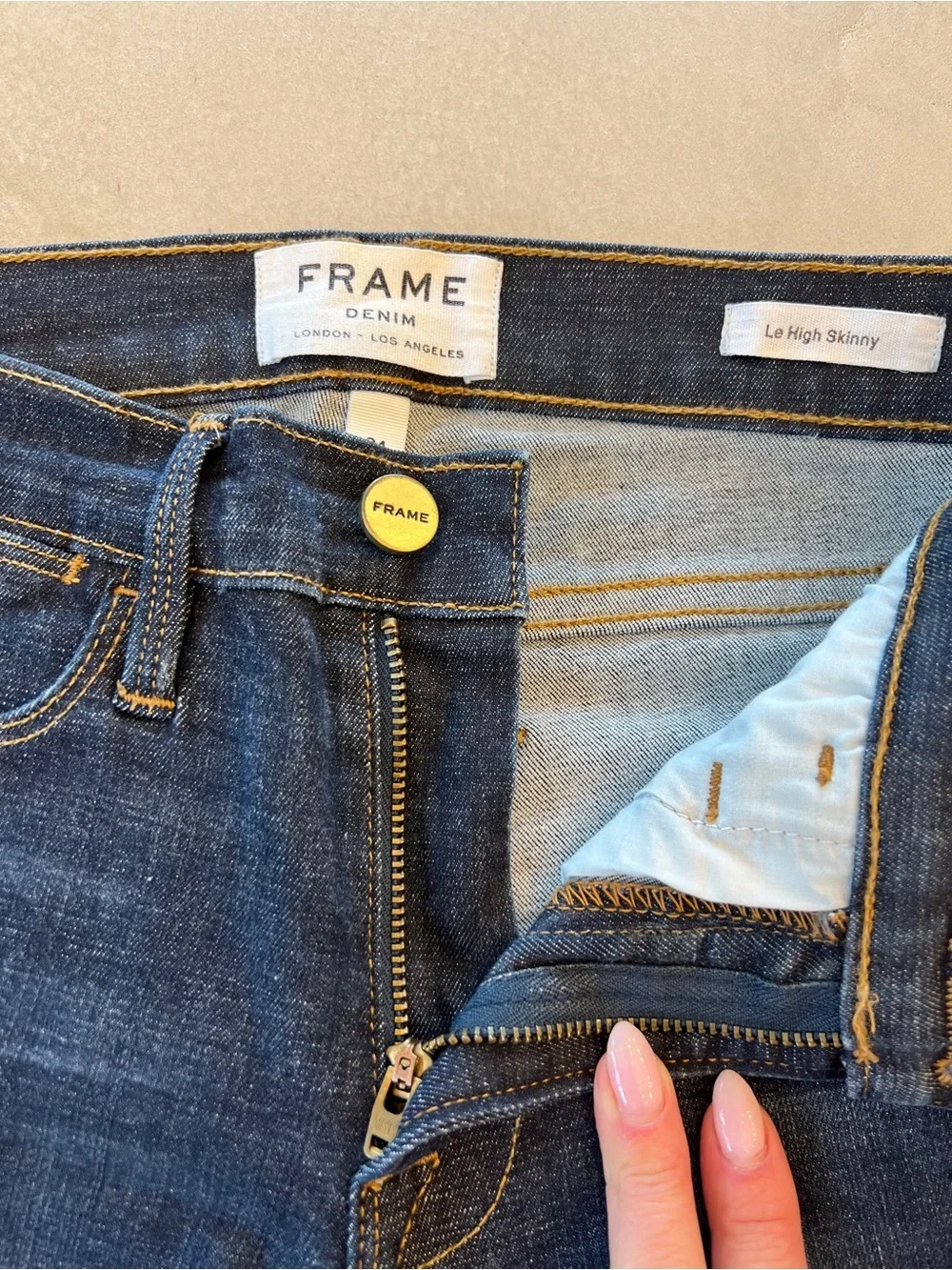 FRAME Le High Skinny High Waist Jeans - Dark Indigo size 24 - Picture 4 of 14